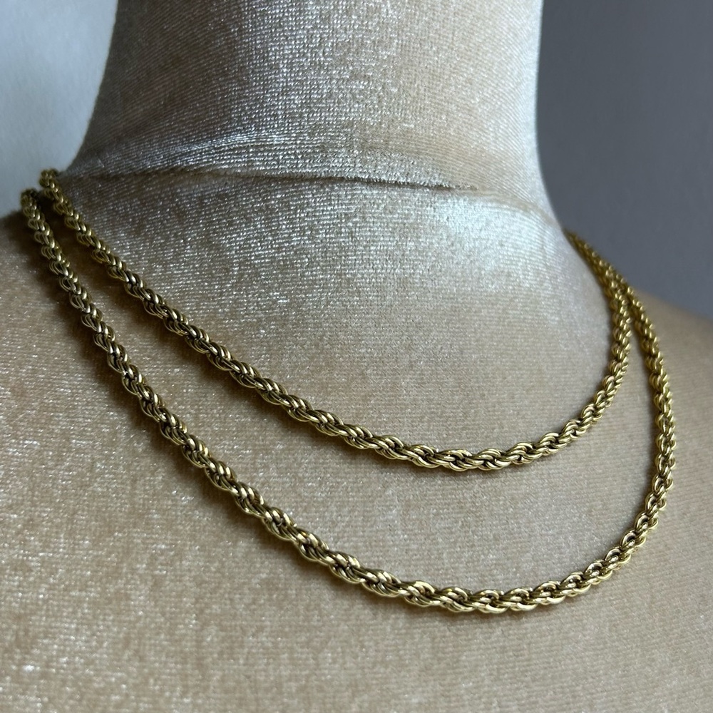 Long Rope gold tone Chain Necklace